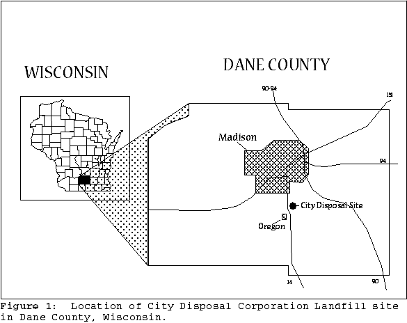 Location of City Disposal Corporation Landfill site in Dane County, Wisconsin.