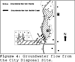 Groundwater flow from the City Disposal Site.