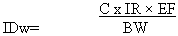 ID sub w equals C times IR times EF divided by BW