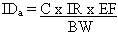 ID sub a equals C times IR times EF divided by BW