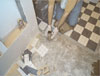 Photo of Emflux sampling near tiled-floor at Downtown School