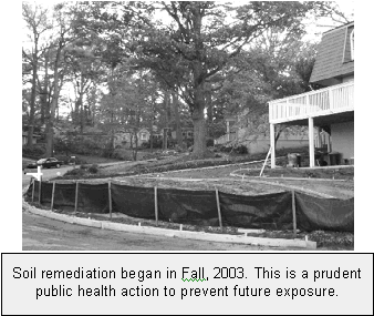 Soil remediation began in Fall, 2003. This is a prudent public health action to prevent future exposure.