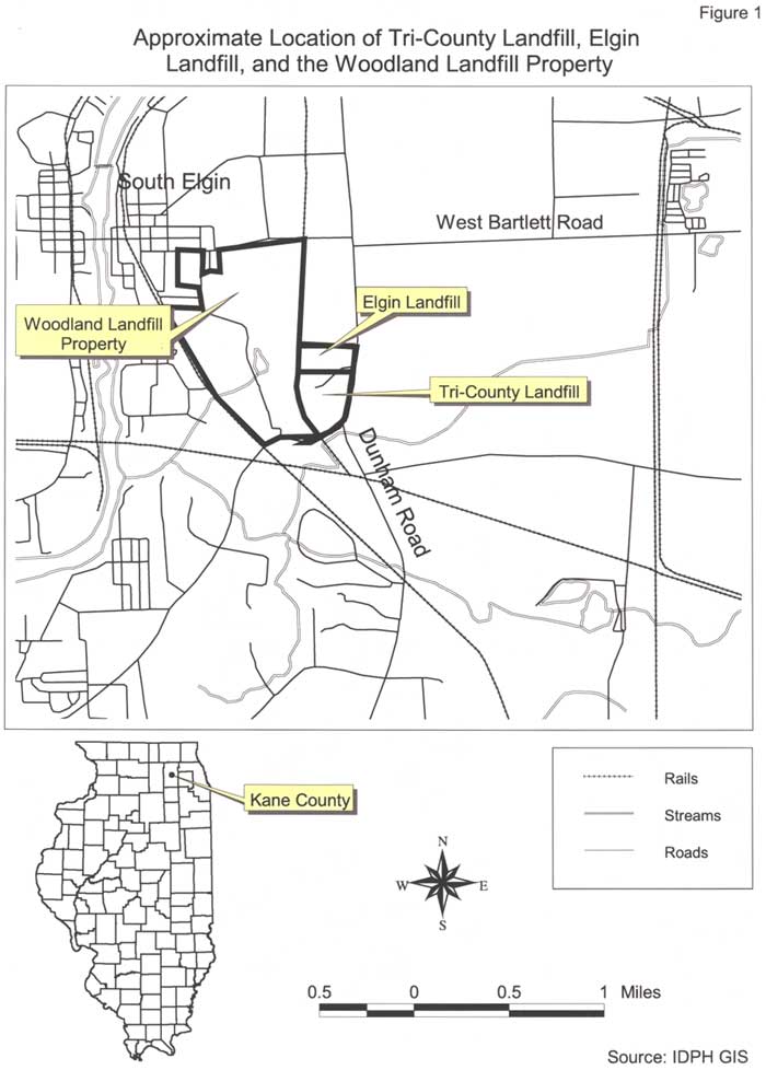 Approximate Location of Tri-County Landfill, Elgin Landfill, Approximate Location of Tri-County Landfill, Elgin Landfill,