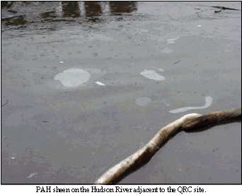PAH sheen on the Hudson River adjacent to the QRC site