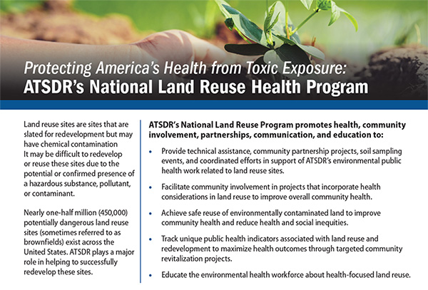 Cover image of ATSDR's National Land Reuse Health Program fact sheet.