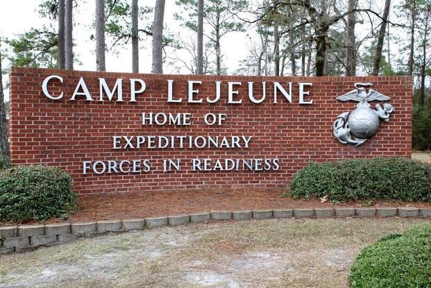Entry sign to Camp Lejeune Military Base