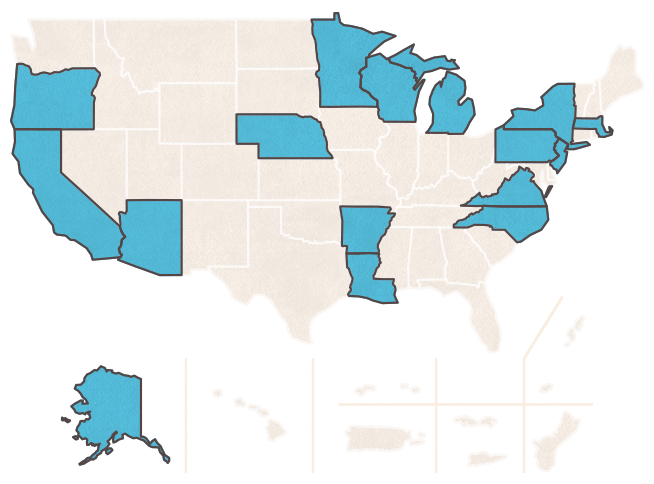 ATSDR investigated potential exposures to contaminants carried by air in the following states: Alaska, Arkansas, Arizona, California, Louisiana, Massachusetts, Michigan, Minnesota, North Carolina, Nebraska, New Jersey, New York, Oregon, Pennsylvania, Virginia, and Wisconsin