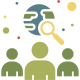 Custom icon shows three illustrated people viewing earth through a magnifying glass Custom icon shows three illustrated people viewing earth through a magnifying glass