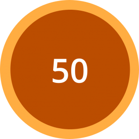 The number of 50 shown in a dark orange circle.