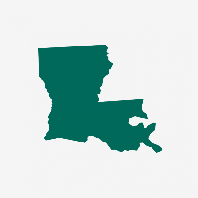 Map of the state of Louisiana.