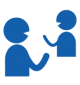 An icon depicting two individuals starting a conversation.