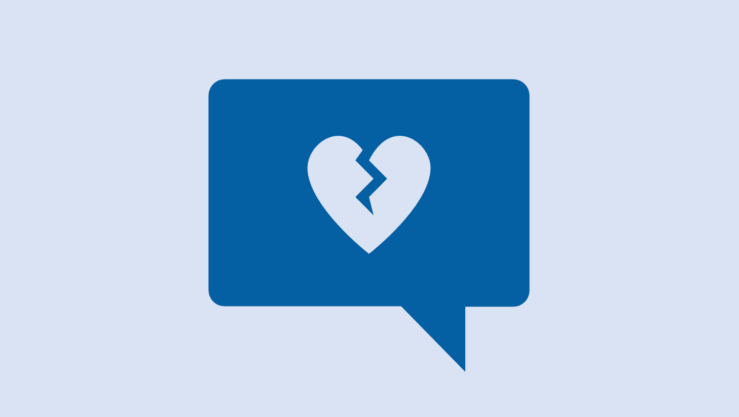 Trauma Broken heart in speech bubble.