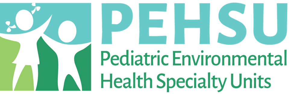 PEHSU Logo Transparent Two children in a blue and green background