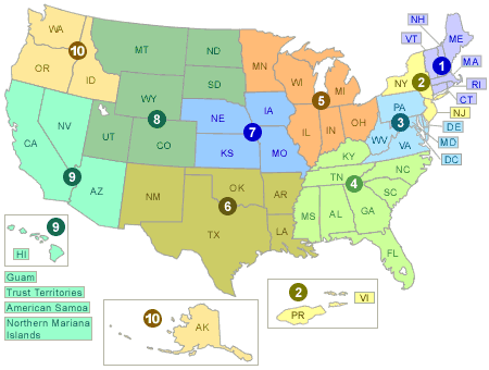 Figure 1.1 - Mapa de las oficinas regionales de la EPA Figure 1.1 - Mapa de las oficinas regionales de la EPA