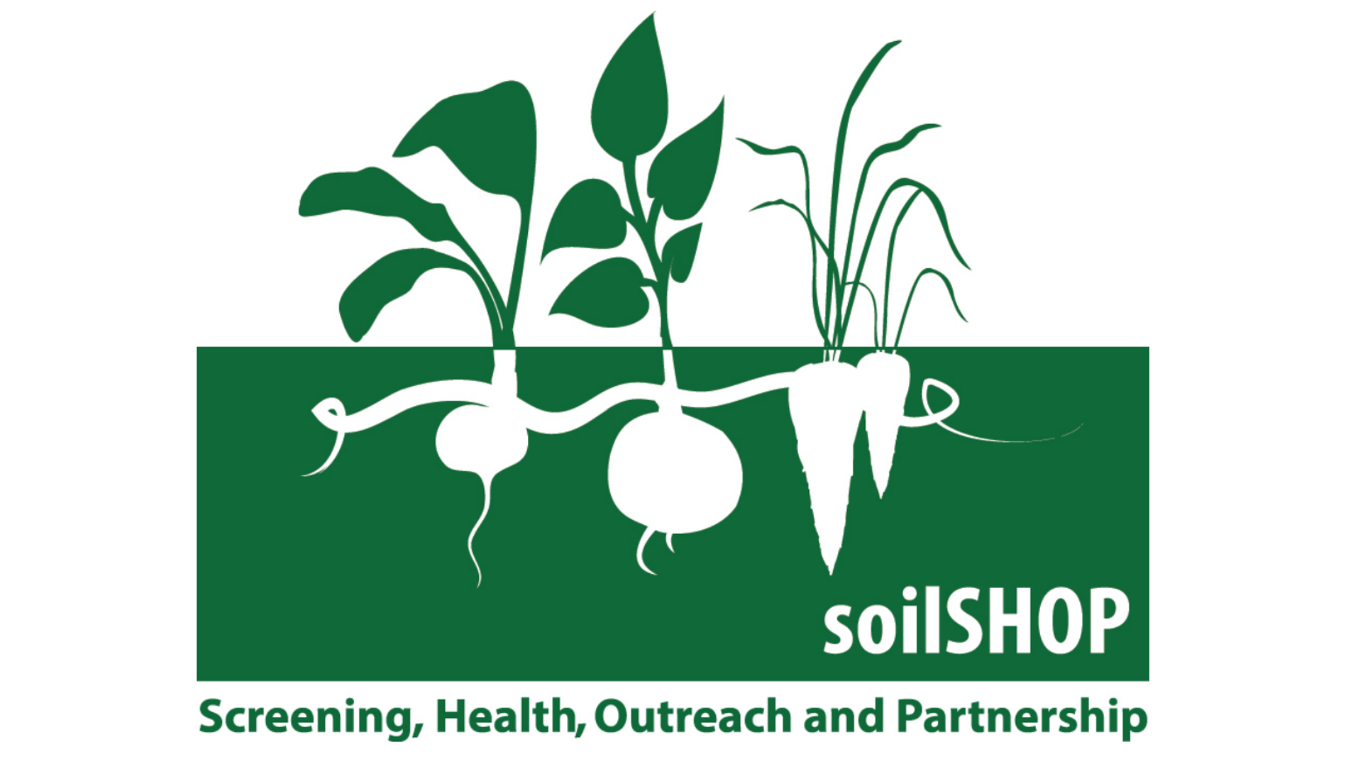 soilshop logo soilSHOP logo - Screening, Health, Outreach and Partnership. Vegetables in dirt.