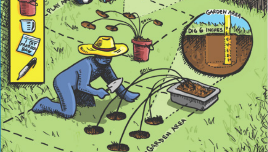 clipart from infographic soilshop Man collecting soil samples.