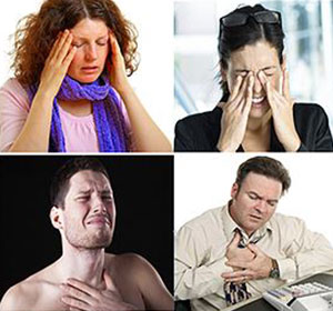 four imgaes of people with symptoms