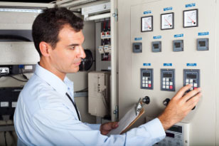 Man controlling computer device