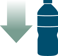 Arrow pointing down from water bottle