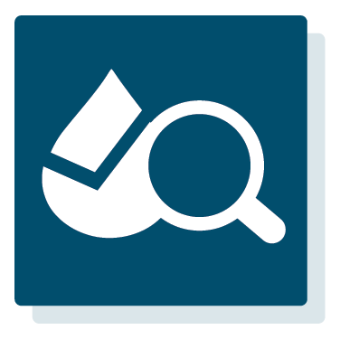 icon of water drop and magnifying glass