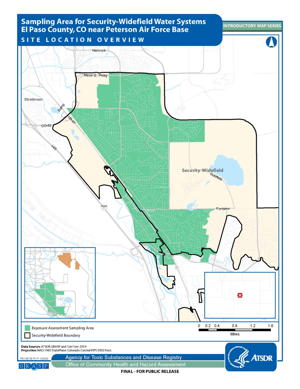 Map of sampling area of Security-Widefield, Colorado EA site