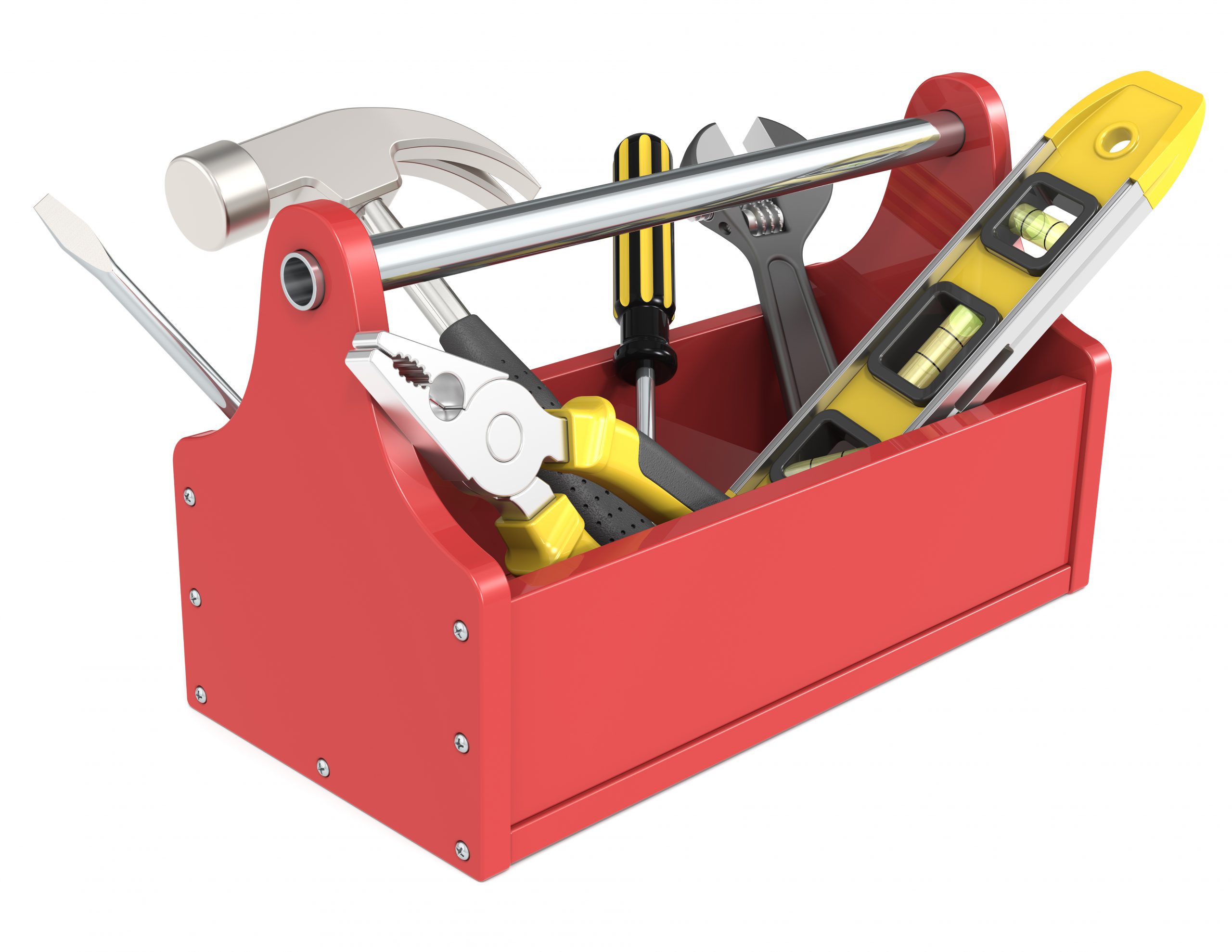 Red toolbox with tools inside