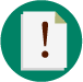 Icon of paper with exclamation point in center.