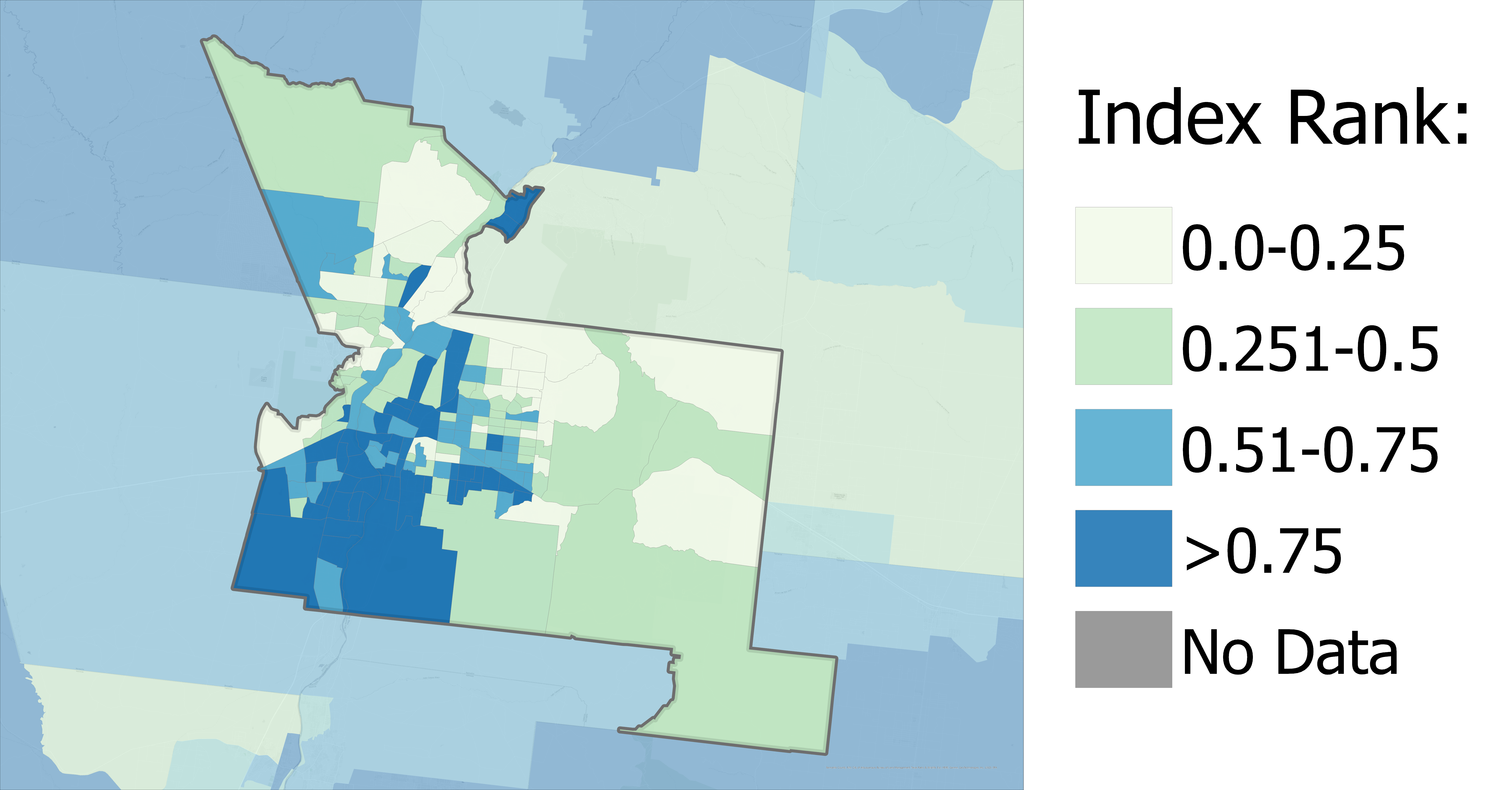 EJI Percentile Based Tool Example Decorative image of choropleth map with percentiles ranks on the right