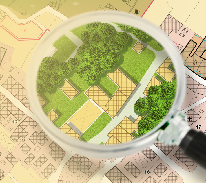 Magnifying glass over map
