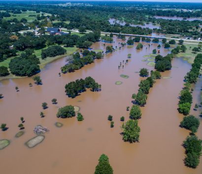 Aerial view of Flood waters Hurricane Harvey Destruction