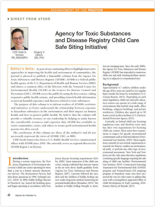 Agency for Toxic Substances and Disease Registry Child Care Safe Siting Initiative screen shot of the publication for Agency for Toxic Substances and Disease Registry Child Care Safe Siting Initiative