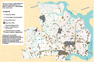 Map of contaminated and potentially contaminated sites in Jacksonville.