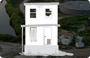 vector graphic of a broken down house