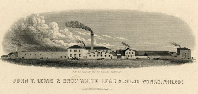 Picture of the John T. Lewis plant where lead paint productions operations were conducted from 1849 to 1996